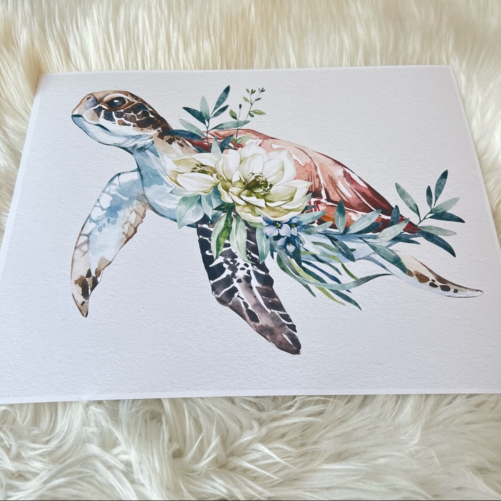 Wall Art Watercolor Sea Turtle Print Poster Unframed - Picture 10 of 15